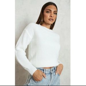 Boohoo Cream Crop Top Sweater Size Small
